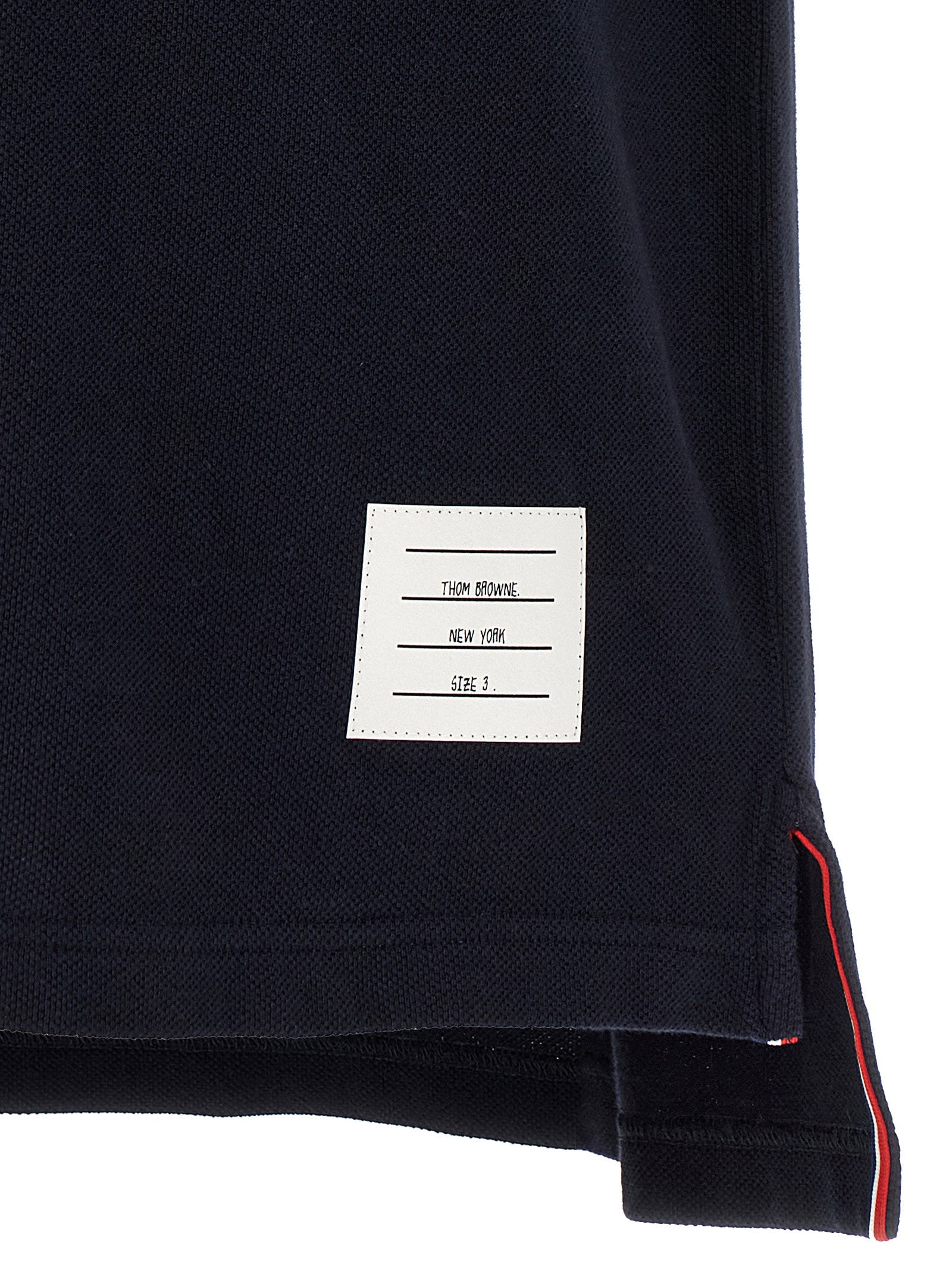 Thom Browne 4-Bar Striped Polo Shirt — Navy, view 4