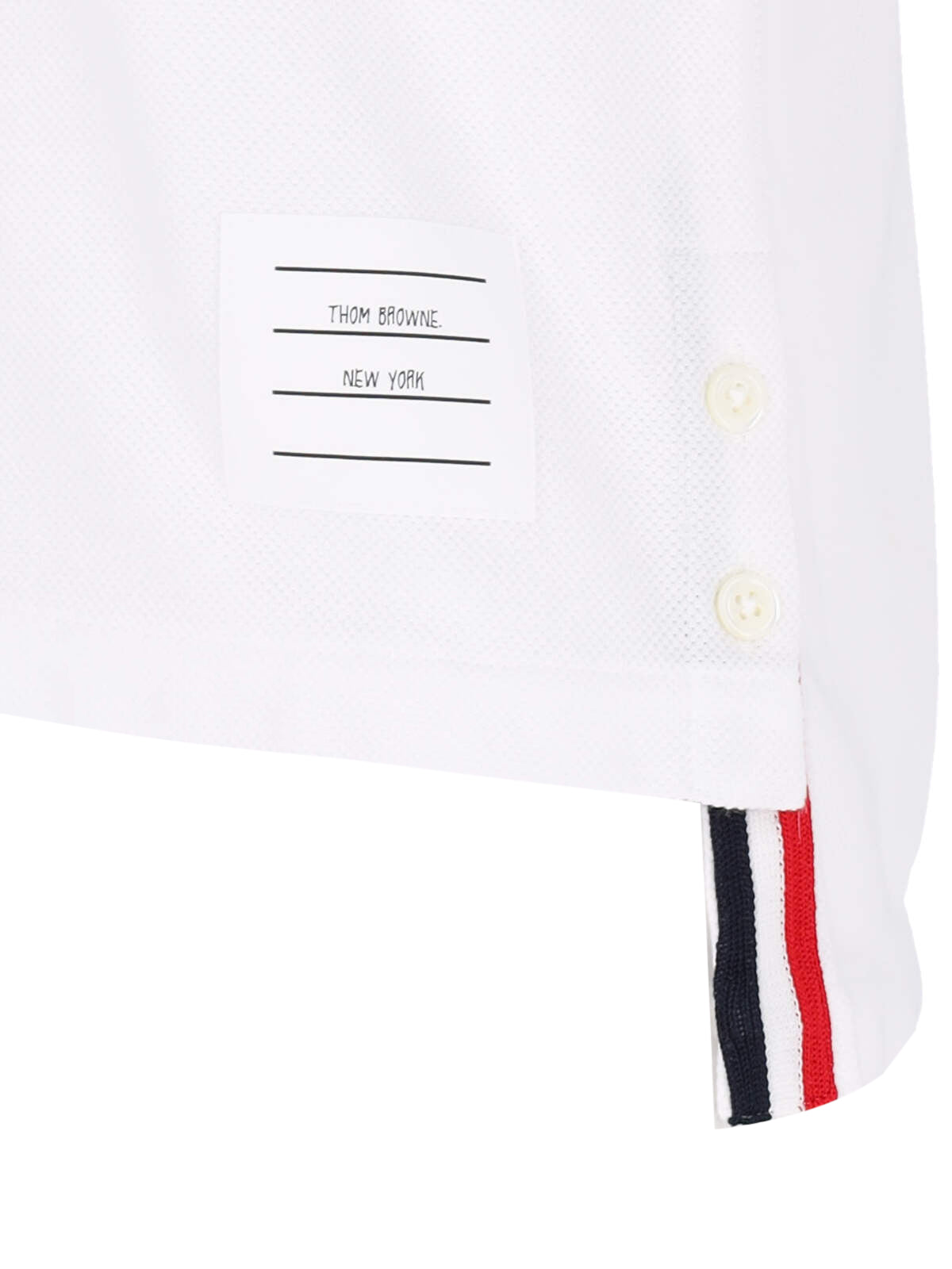 Thom Browne Striped Cotton T-Shirt — White, view 4