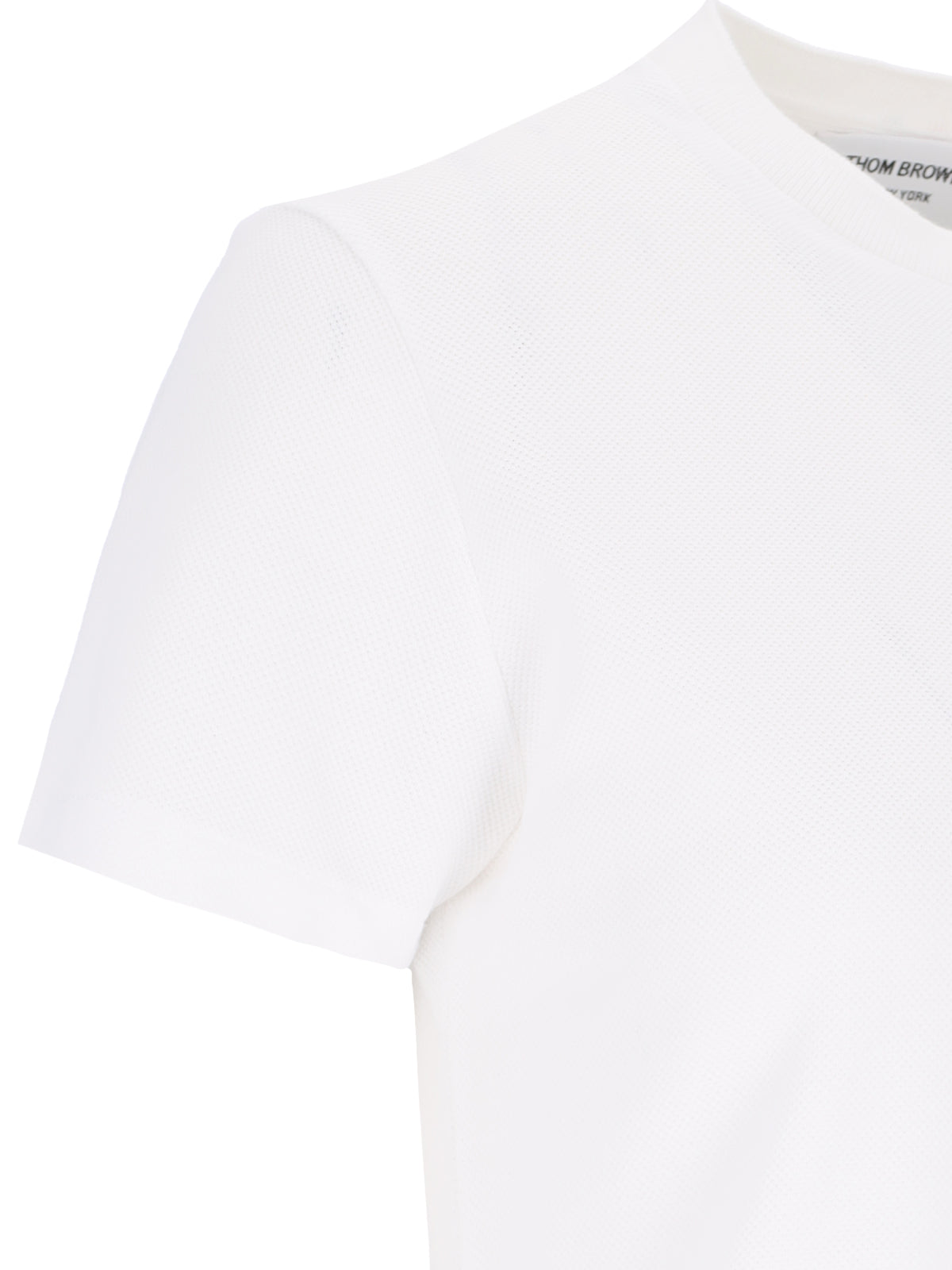 Thom Browne Striped Cotton T-Shirt — White, view 5