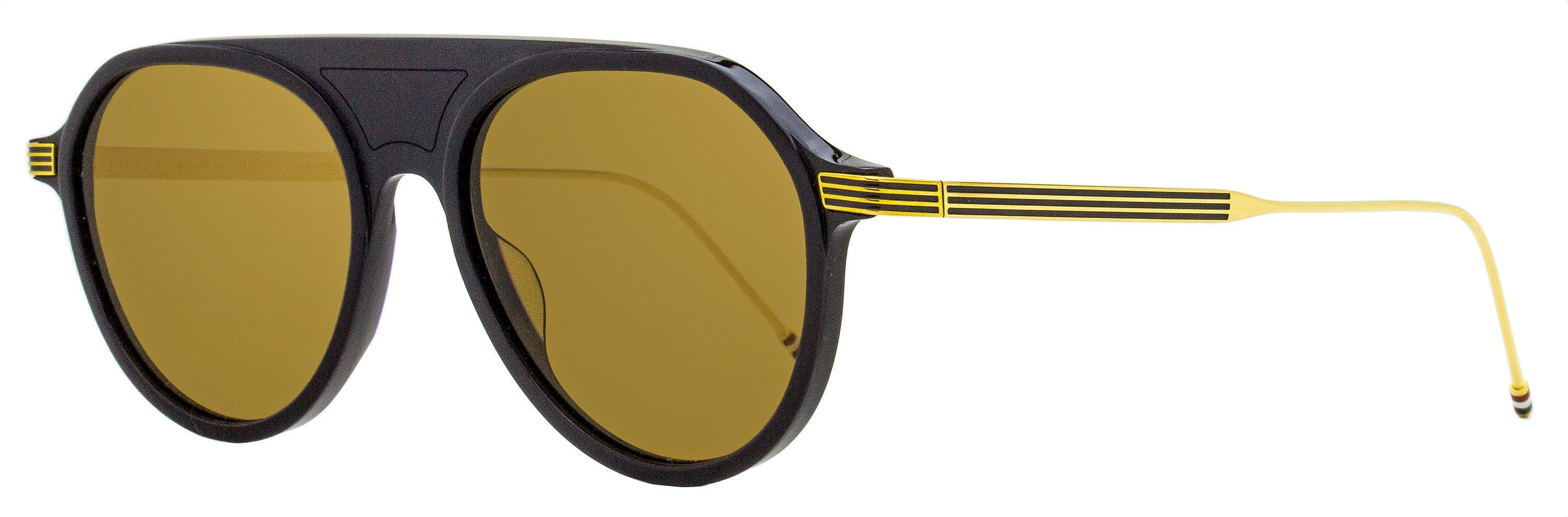 Thom Browne TB809 Pilot with Tricolor Detailing Sunglasses — Gold by Thom Browne
