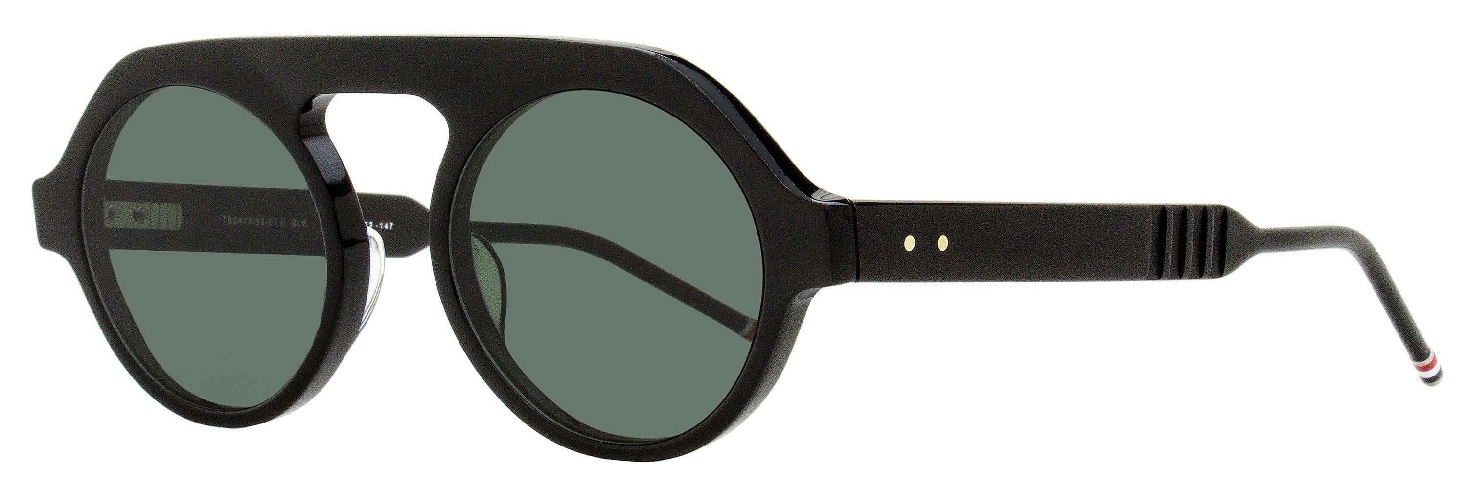 Thom Browne TBS413 High Bridge Round Acetate Sunglasses — Black by Thom Browne