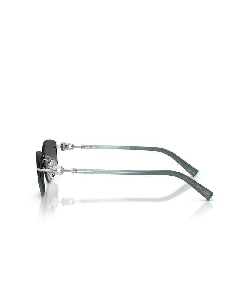Tiffany 3114 Rimless Metal Sunglasses — Gray, view 2