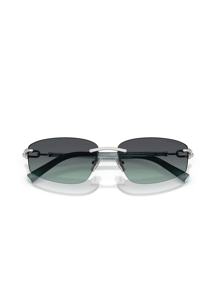 Tiffany 3114 Rimless Metal Sunglasses — Gray, view 4