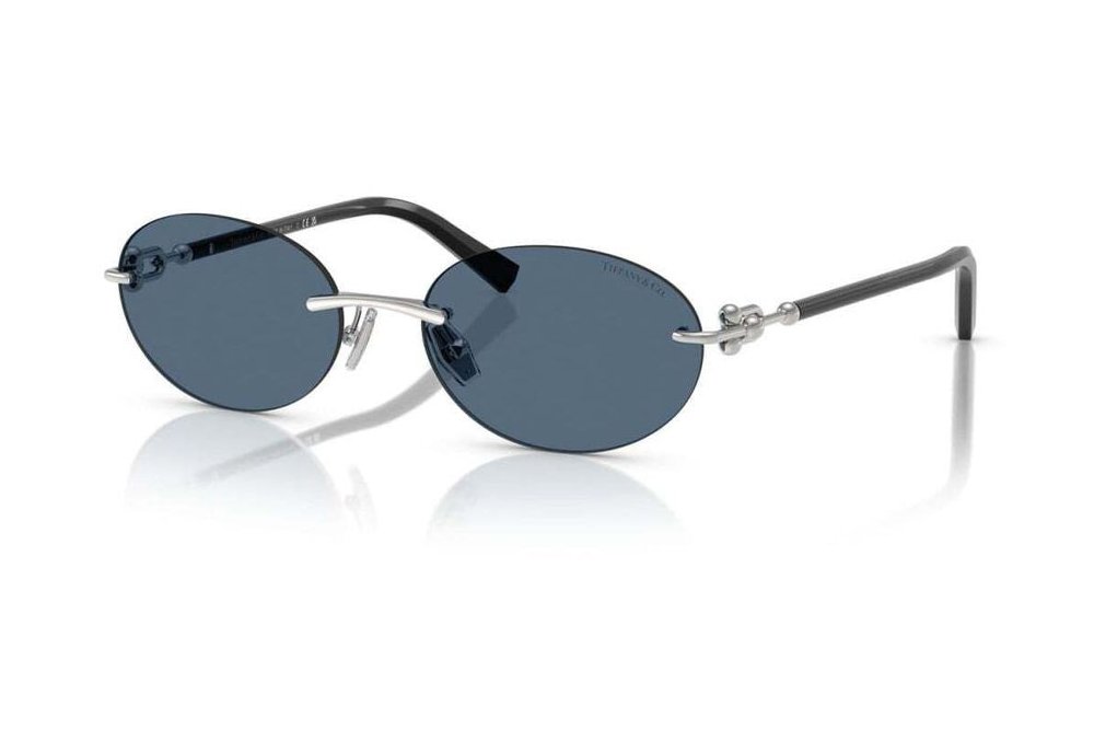 Tiffany TF3104D Rimless Metal Sunglasses — Blue, view 2