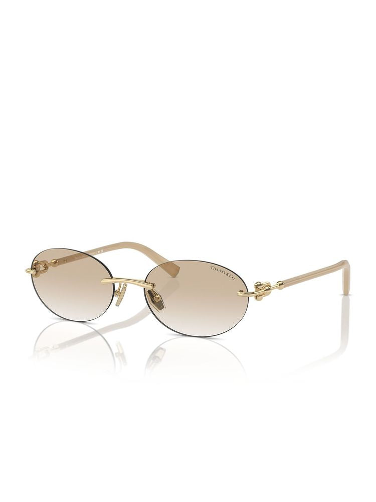 Tiffany TF3104D Oval Metal Sunglasses — Gold, view 4