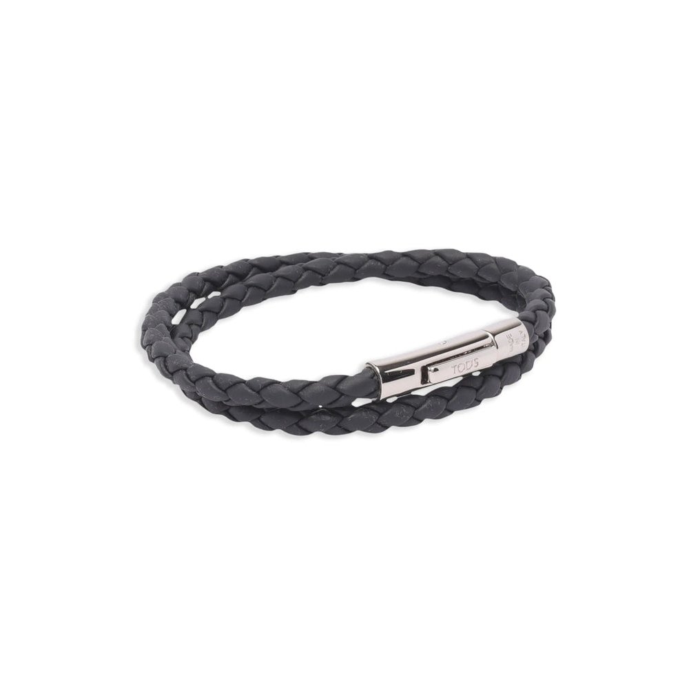 Tod's Braided Calf Leather Bracelet — Navy, view 3