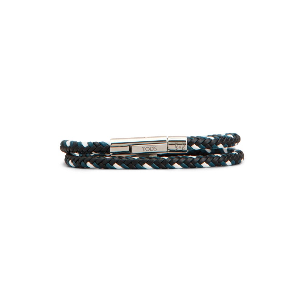 Tod's Woven Metal with Logo Clasp Bracelet — Silver by Tod'S