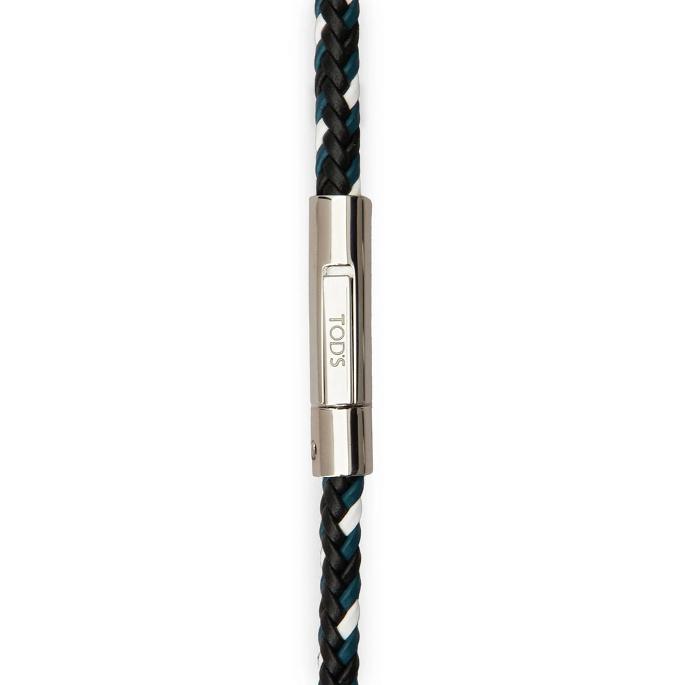 Tod's Woven Metal with Logo Clasp Bracelet — Silver, view 2