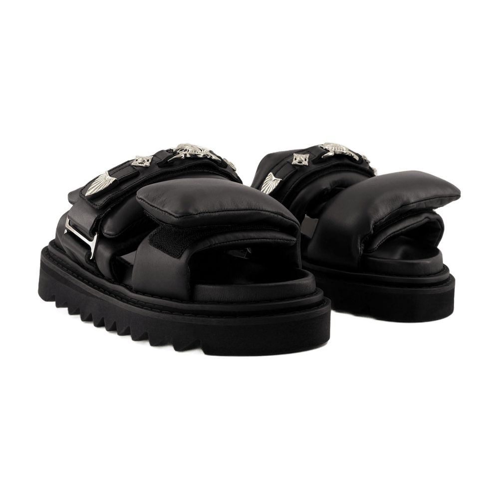 Toga Pulla Padded Leather Sandal — Black, view 3