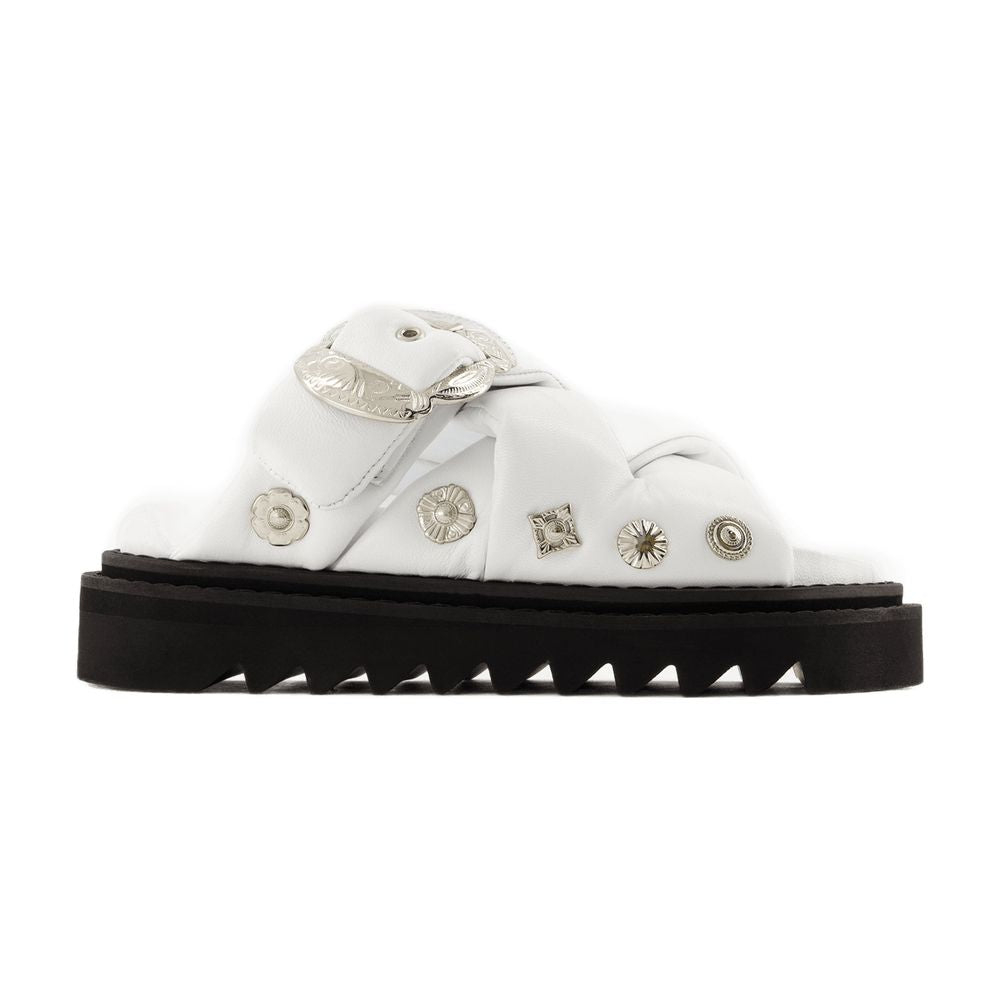 Toga Pulla Puffy Leather Sandal — White, view 2