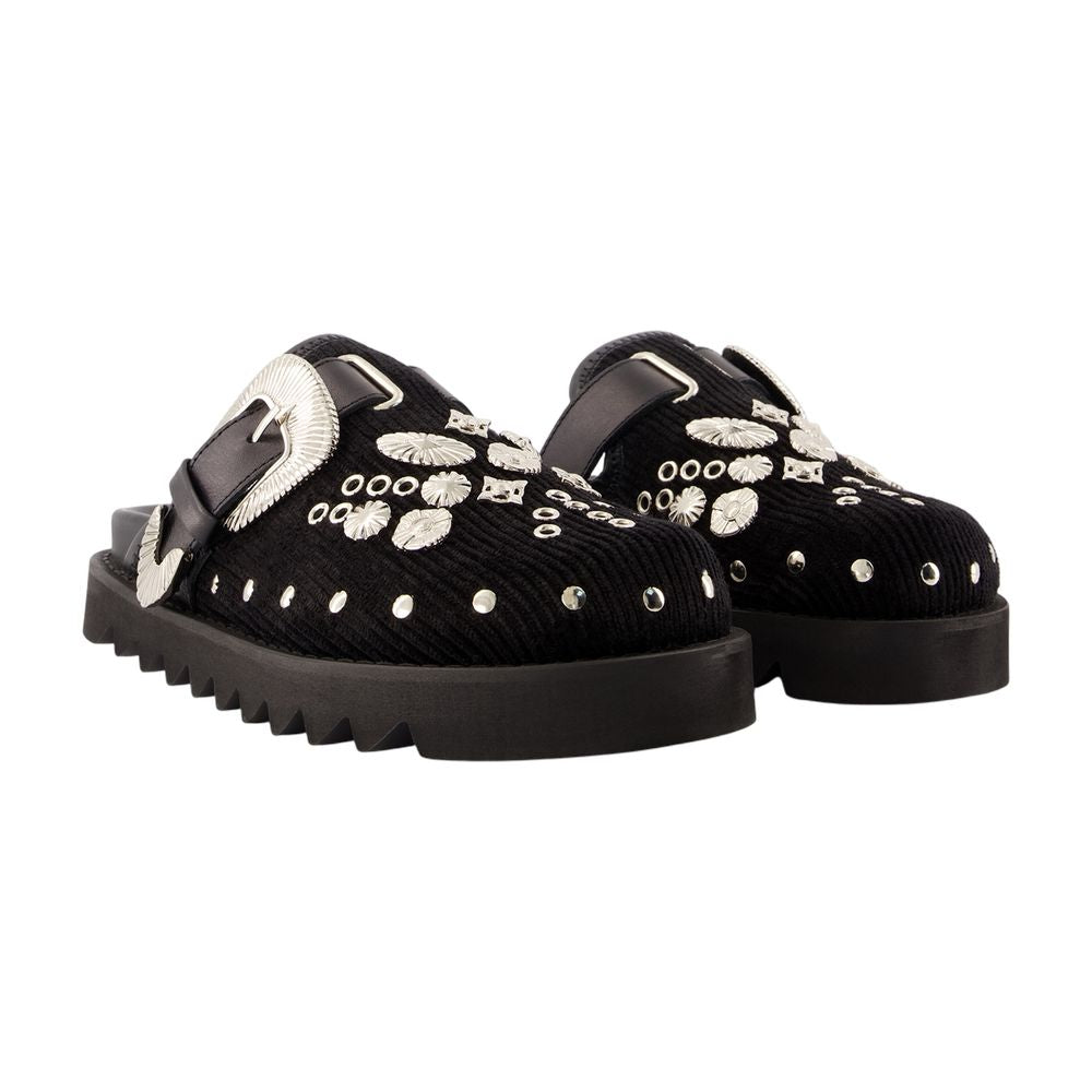 Toga Pulla Calfskin Mule Slipper — Black, view 3