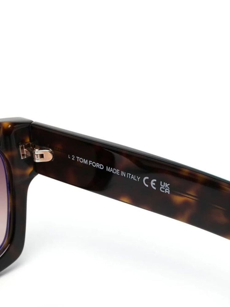 Tom Ford Eyewear FT0711 Tortoiseshell Square-Frame Sunglasses — Brown, view 3