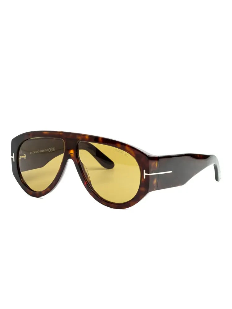 Tom Ford Eyewear FT1044 Havana Acetate Aviator Sunglasses — Brown, view 2