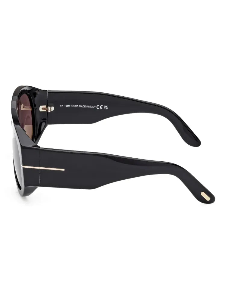 Tom Ford Eyewear FT104401A Pilot Acetate Sunglasses — Black, view 2