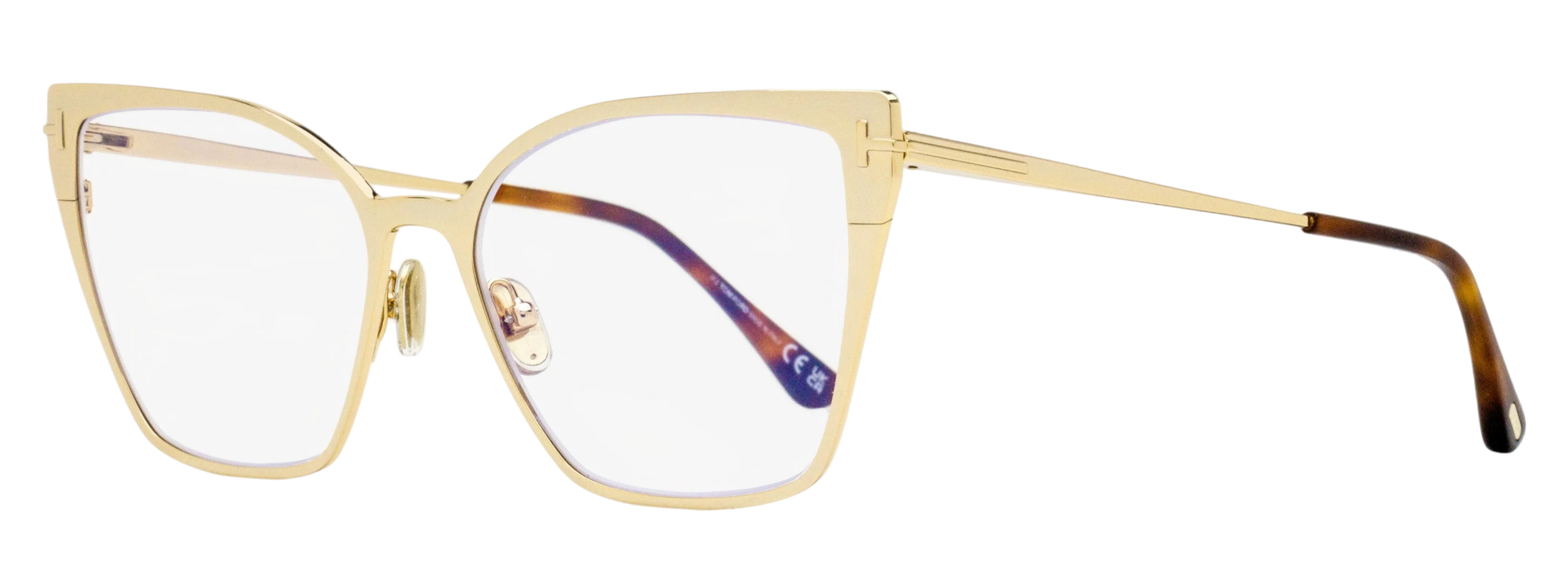 Tom Ford TF6051B Geometric Cat-Eye Eyeglasses — Gold by Tom Ford