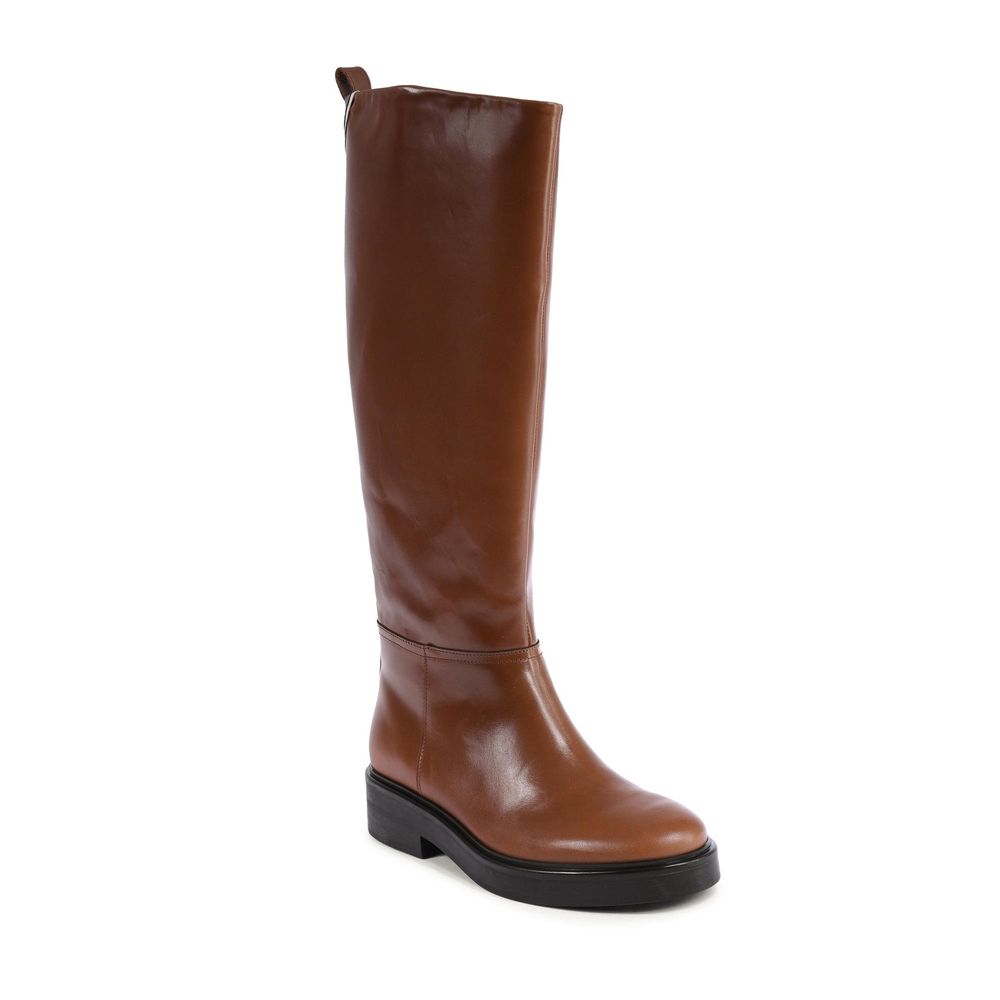 Tommy Hilfiger Leather Platform Knee-High Boot — Brown, view 2