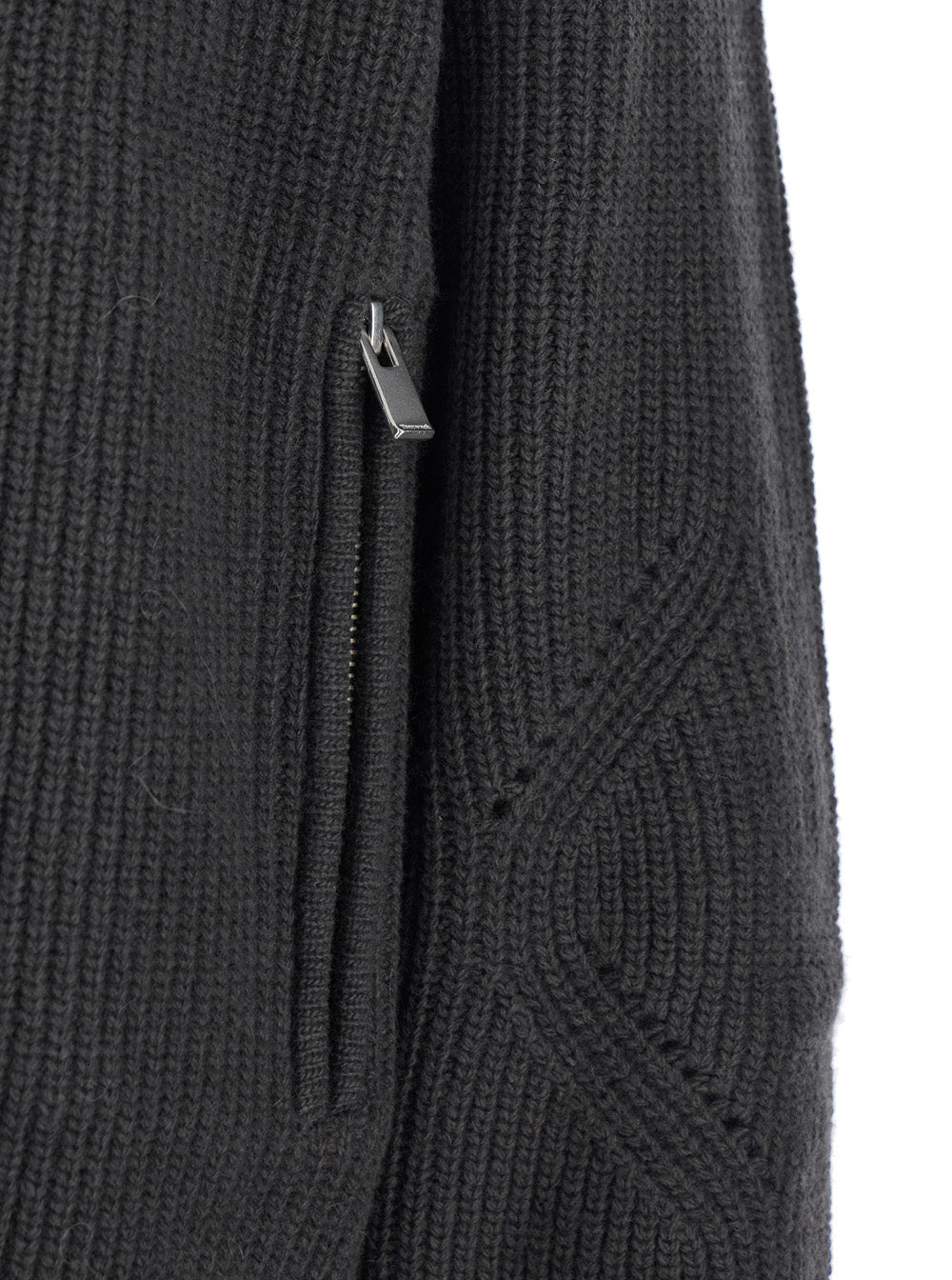 Tonywack Ribbed Merino Wool Cardigan — Gray, view 3