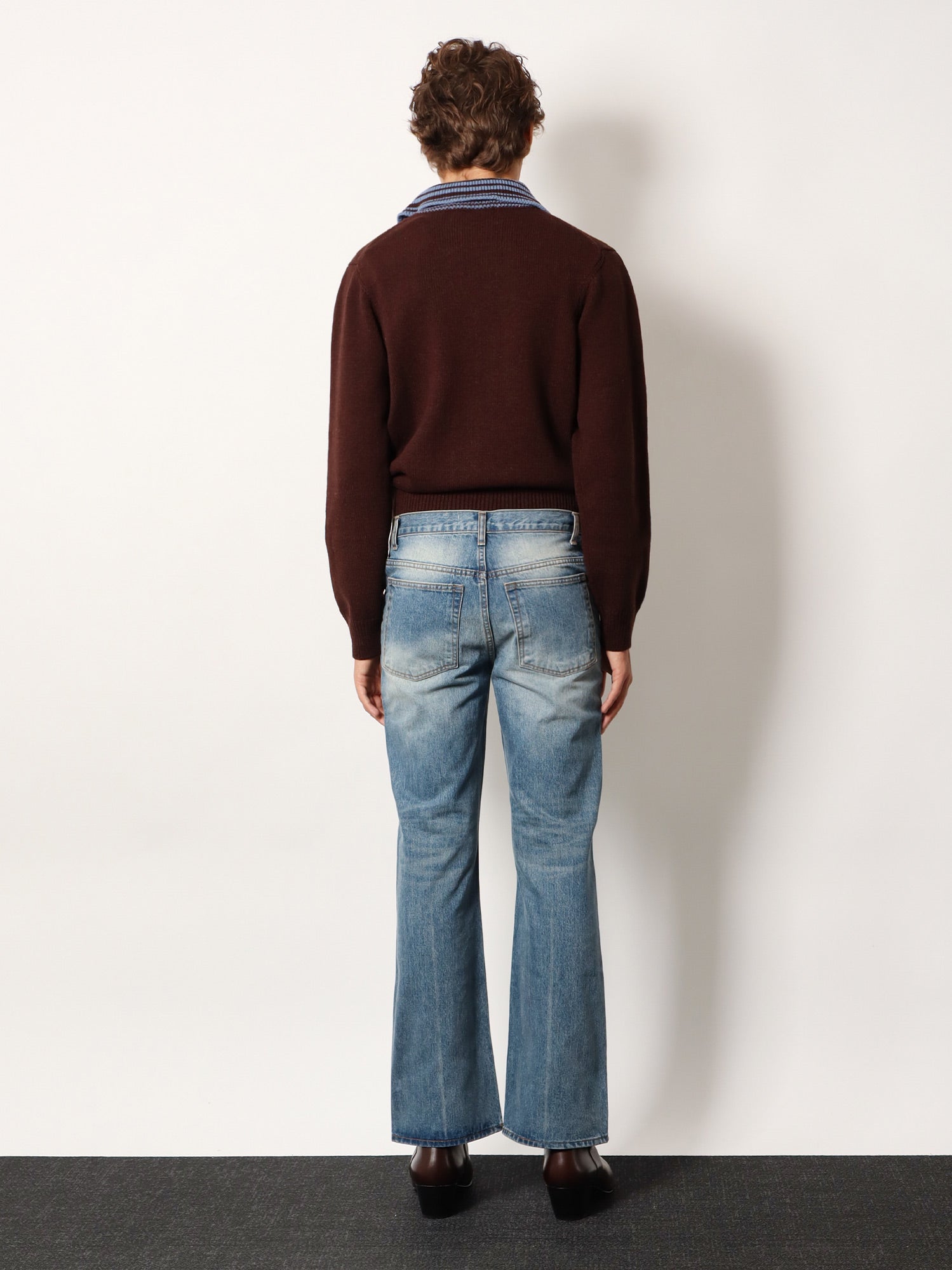 Tonywack Flared Leg Cotton Jeans — Blue, view 3
