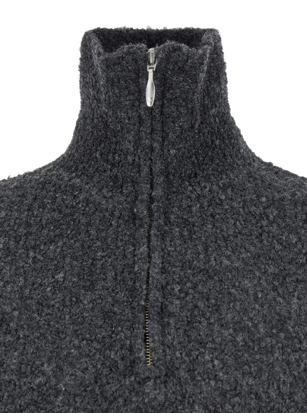 Tonywack Half-Zip High-Neck Wool Blend Sweater — Gray, view 3