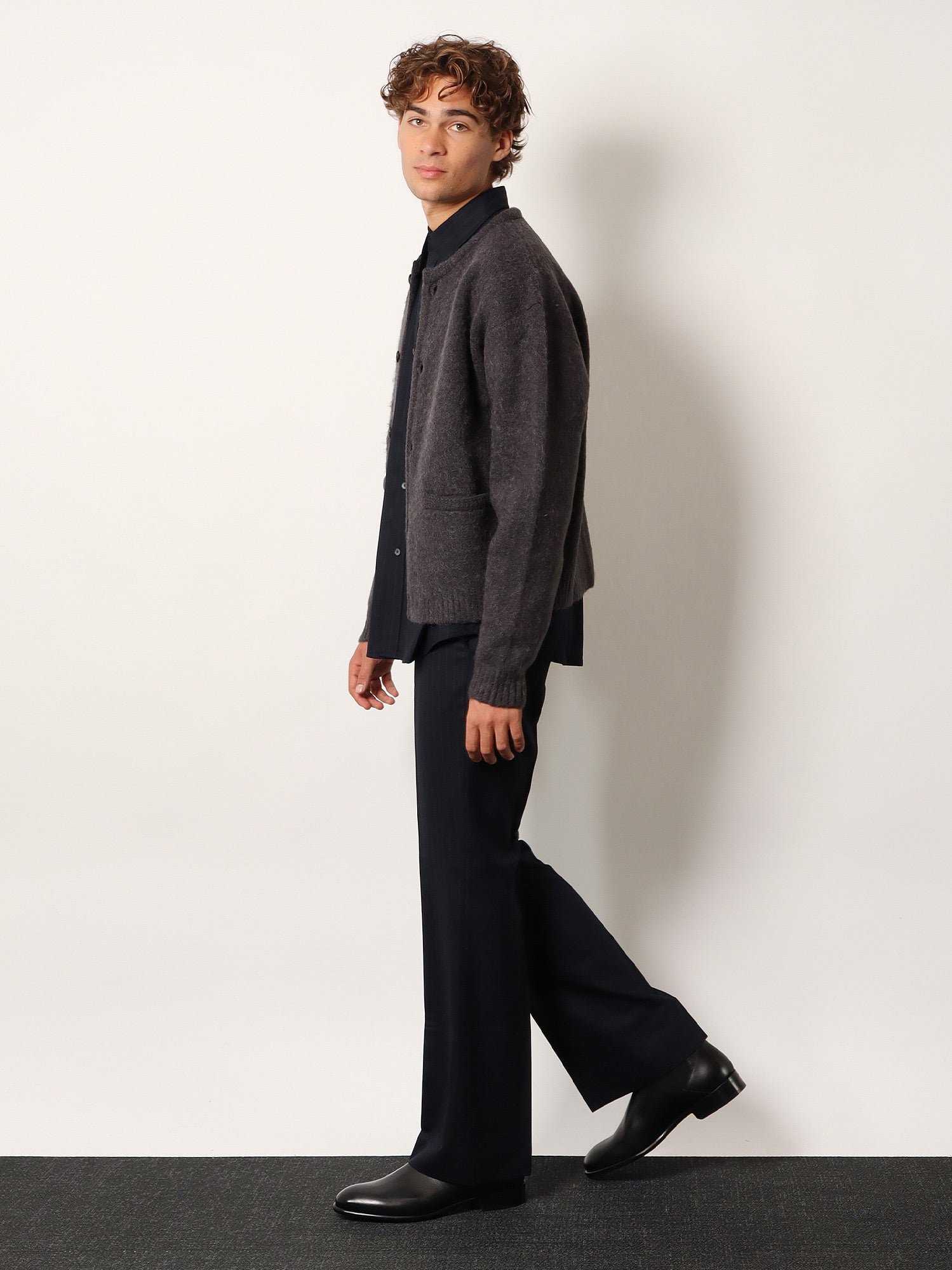 Tonywack Pinstriped Wool Blend Trousers — Blue, view 2