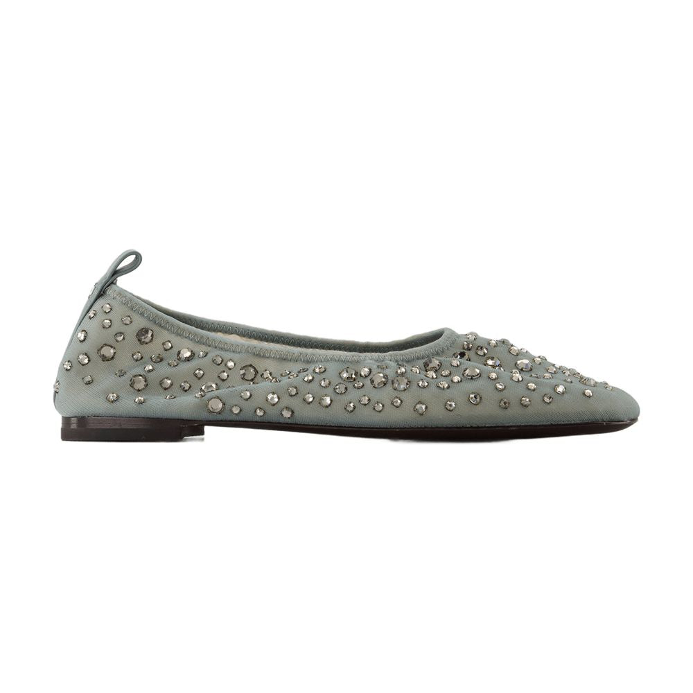 Tory Burch Crystal-Embellished Nylon Ballet Flat — Blue, view 2