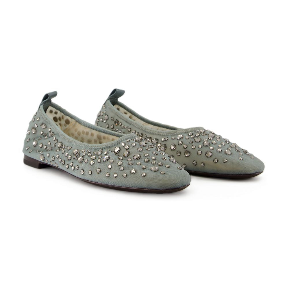 Tory Burch Crystal-Embellished Nylon Ballet Flat — Blue, view 3