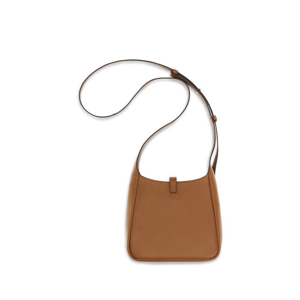 Tory Burch Perforated Logo Pebbled Calf Leather Crossbody Bag — Brown, view 2