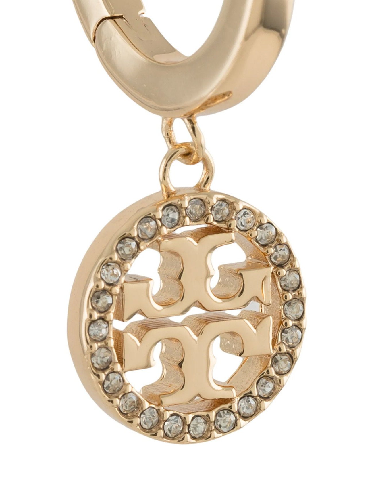 Tory Burch Pavé Crystal Drop Earrings — Gold, view 2