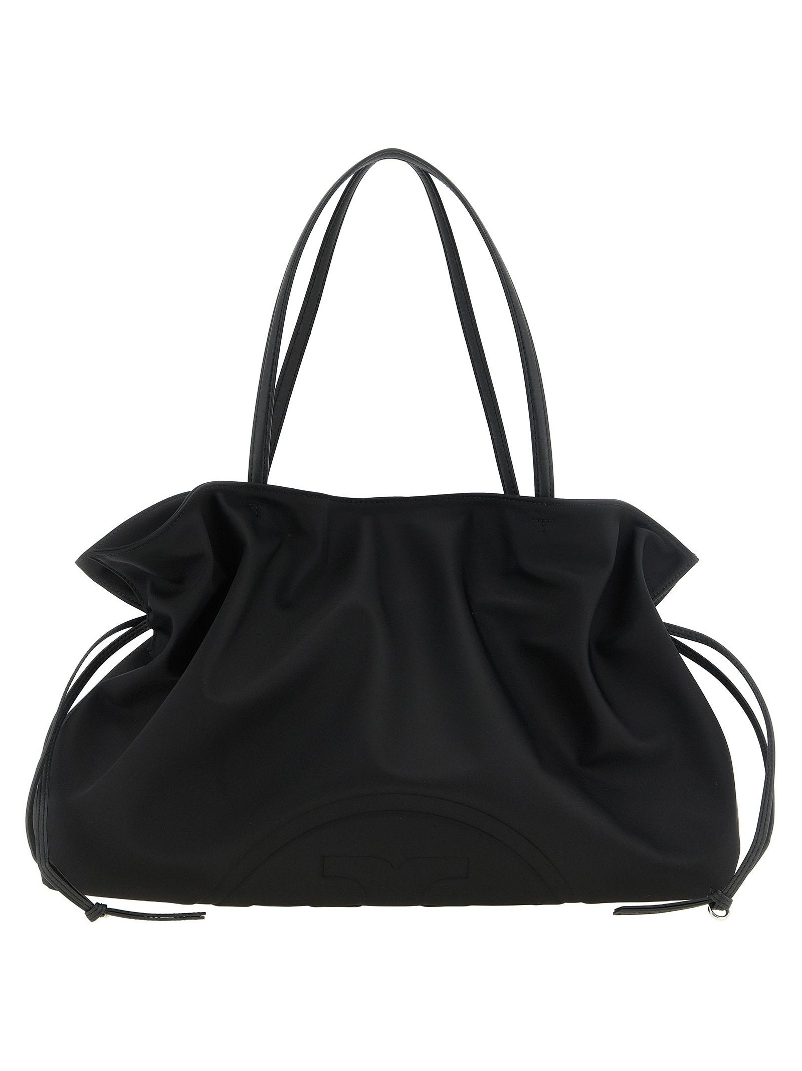 Tory Burch Ella Drawstring Fabric Shoulder Bag — Black by Tory Burch