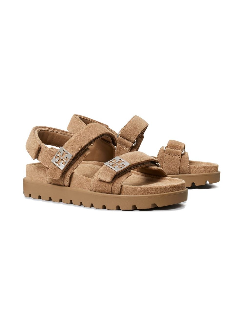 Tory Burch Suede Platform Sandals — Beige, view 4