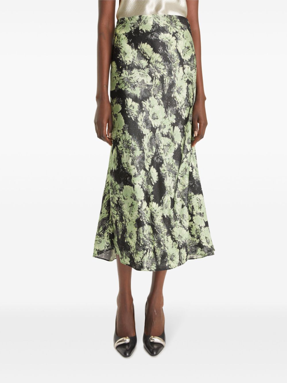 Tory Burch Floral Printed Skirt — Black, view 4