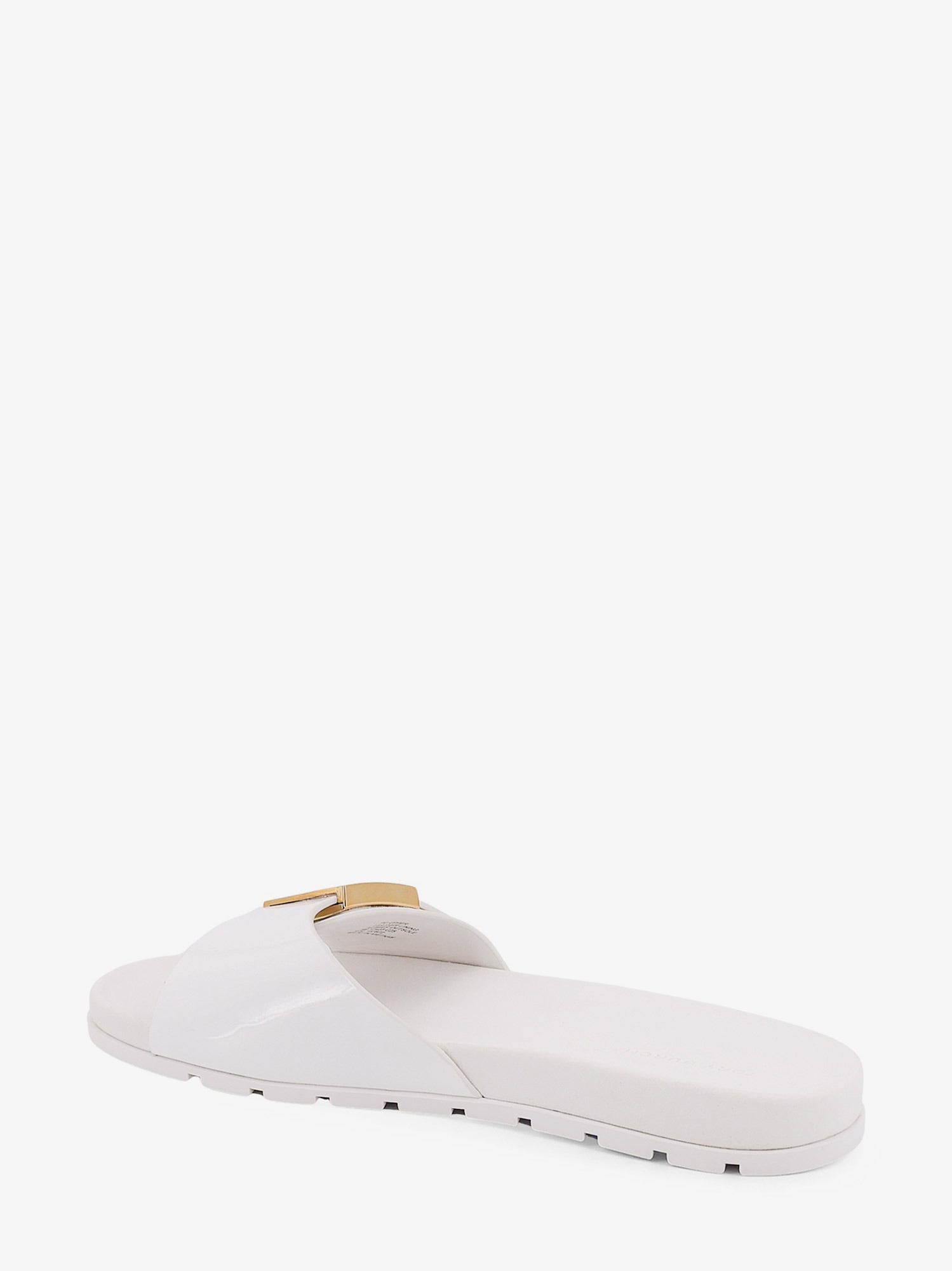Tory Burch Patent Leather Adjustable Buckle Slide Sandal — White, view 3