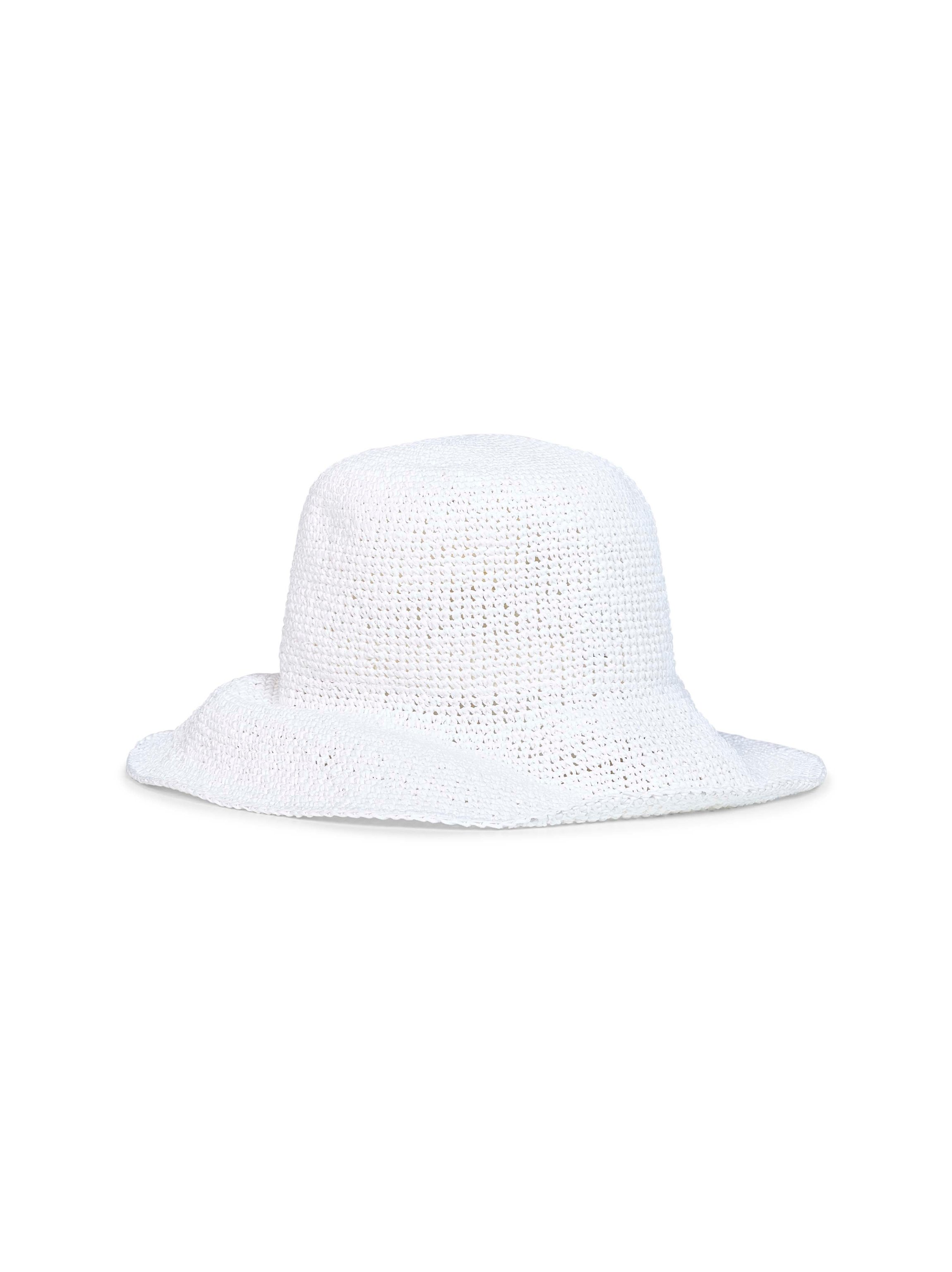 Toteme 253WSH0027FB0489-047 Handwoven Paper Straw Bucket Hat — White, view 3