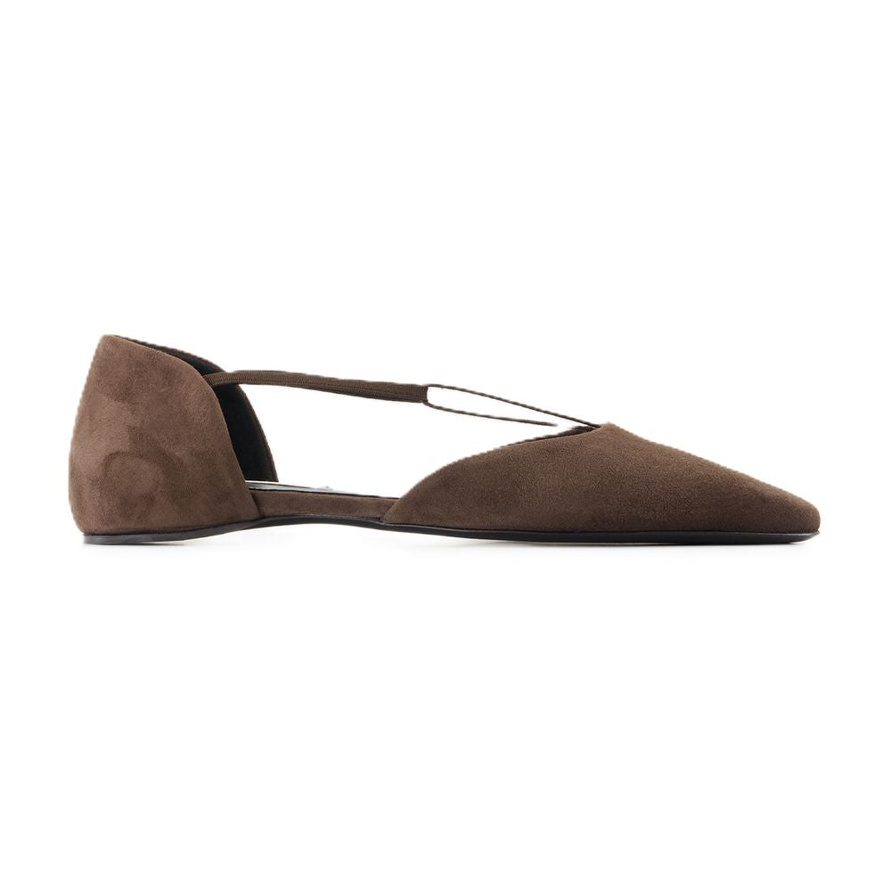Toteme Calfskin T-Strap Ballerina Flat — Brown, view 2