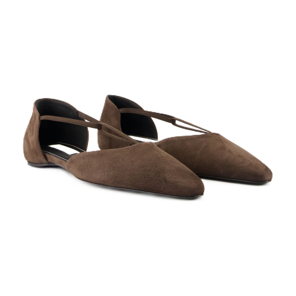 Toteme Calfskin T-Strap Ballerina Flat — Brown, view 3