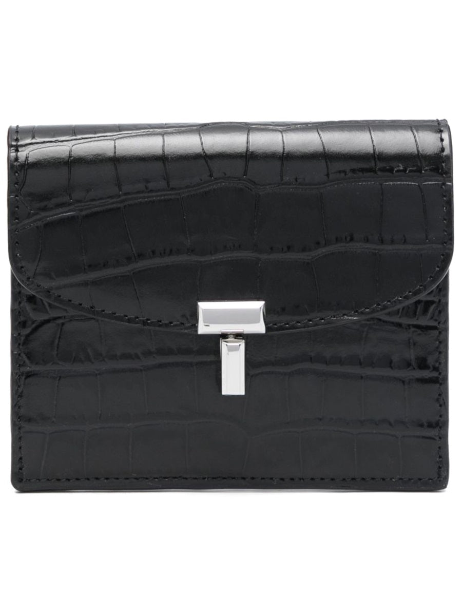 Toteme Leather with T-Lock Hardware Card Case — Black by Toteme