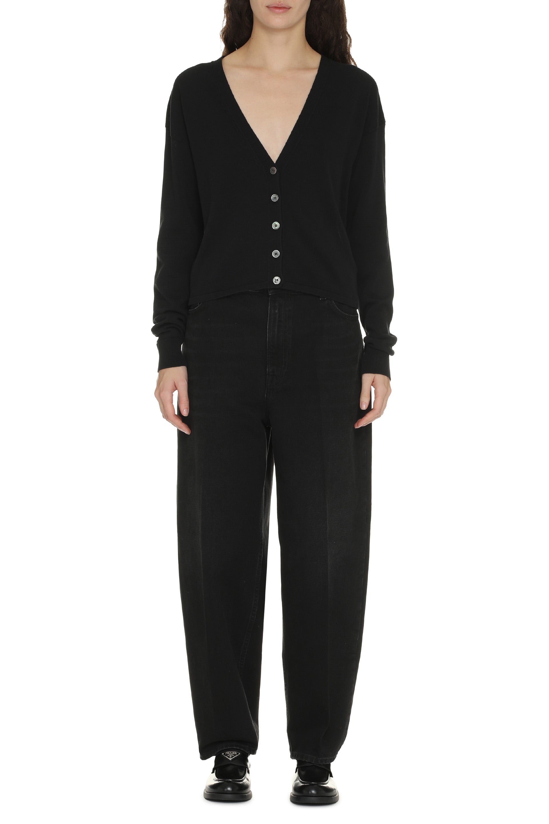 Toteme Wide-Leg Cotton Jeans — Black, view 3