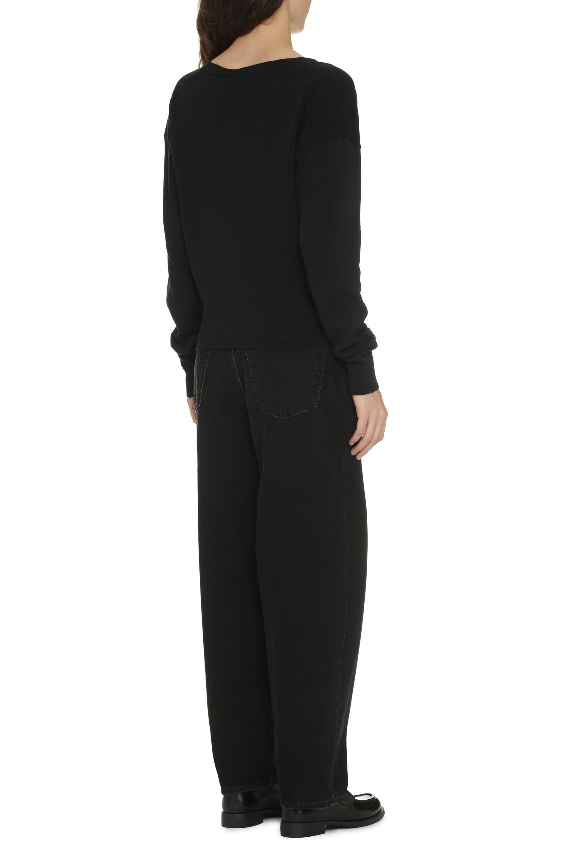 Toteme Wide-Leg Cotton Jeans — Black, view 4
