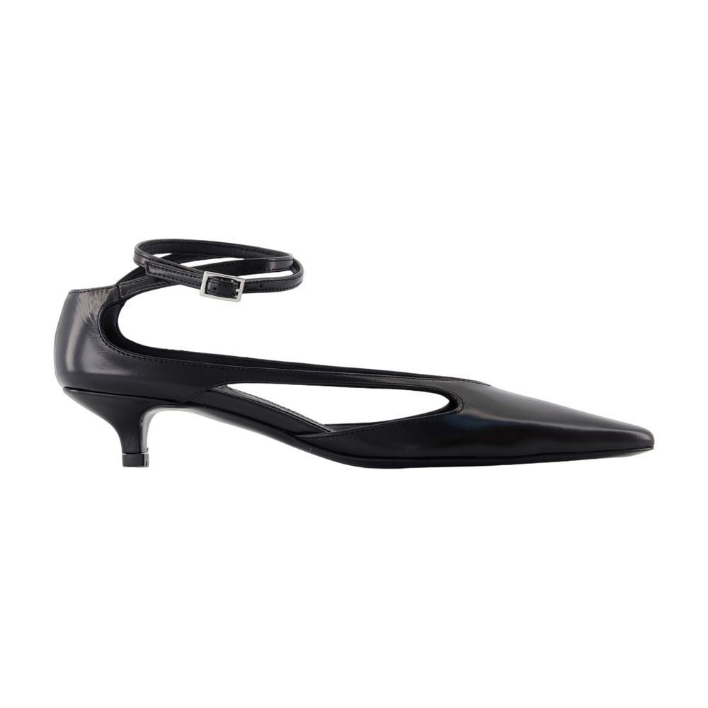 Toteme Kitten Heel Lambskin Pump — Black by Toteme