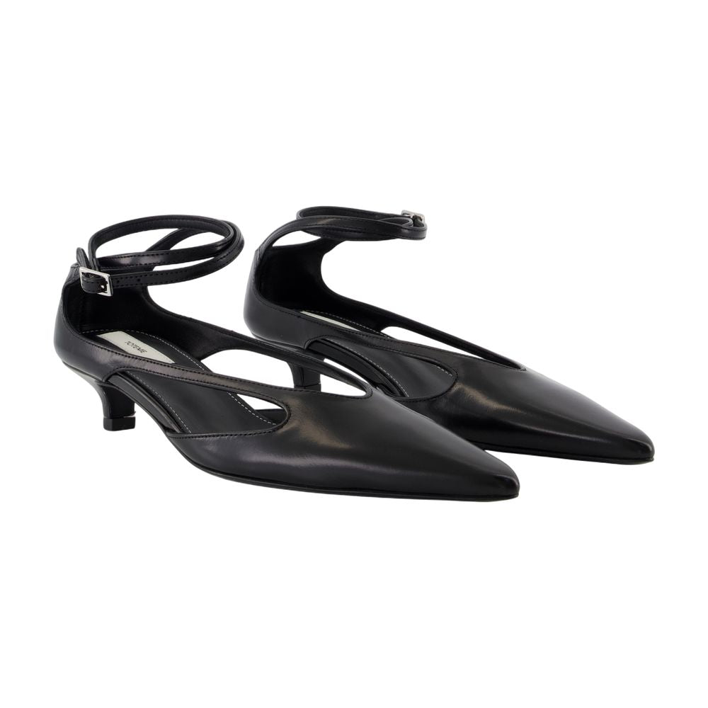 Toteme Kitten Heel Lambskin Pump — Black, view 2