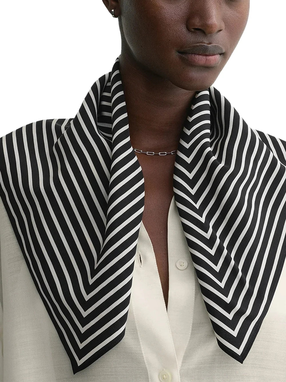Toteme Silk Square Scarf — Black, view 4