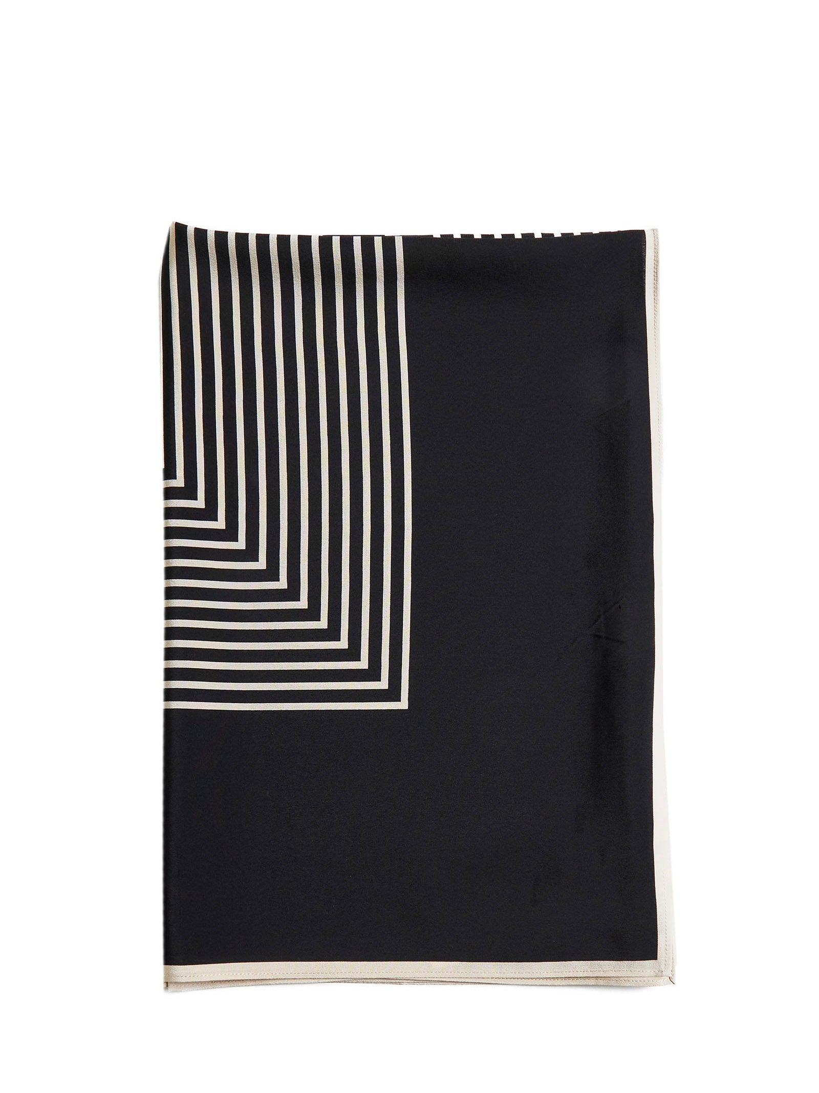 Toteme Striped Silk Crêpe Scarf — Black by Toteme