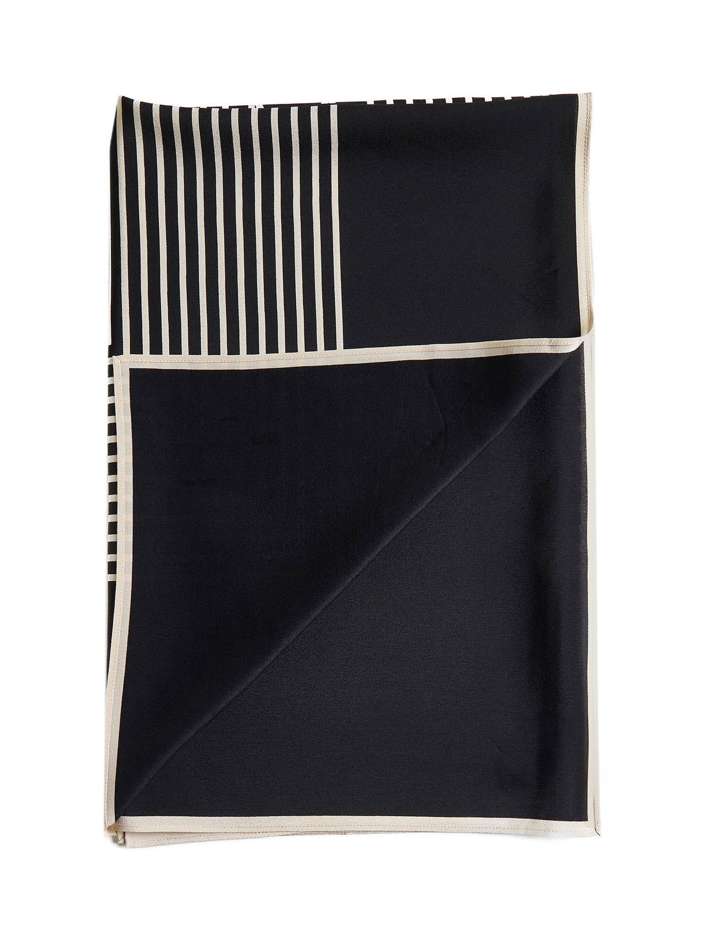 Toteme Striped Silk Crêpe Scarf — Black, view 2