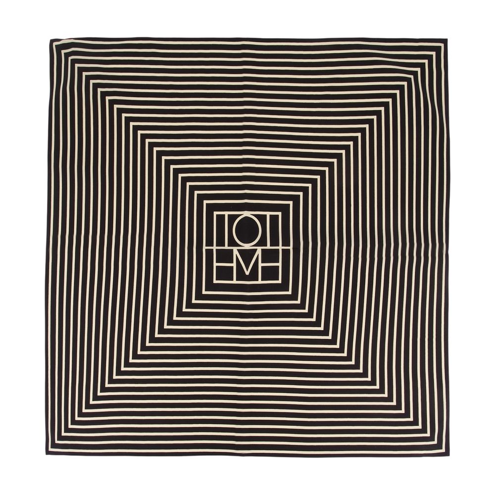 Toteme Striped Silk Scarf — Black, view 2