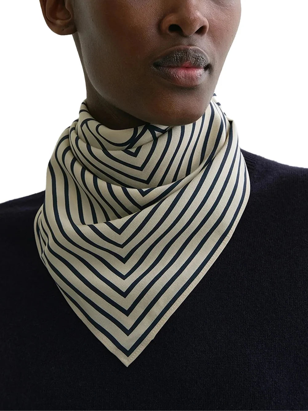 Toteme Silk Monogram Scarf — Cream, view 3