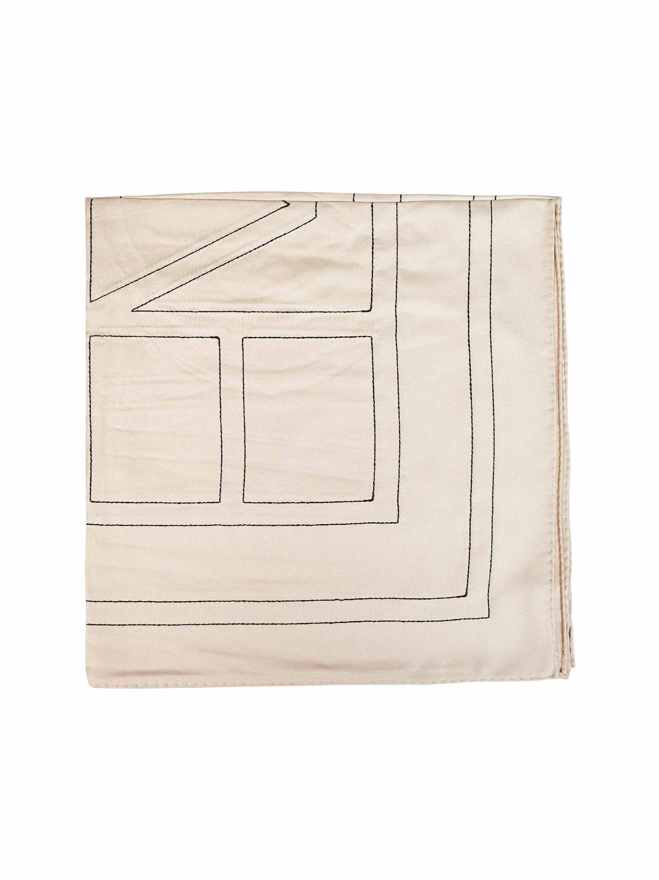 Toteme Embroidered Monogram Scarf — Ivory by Toteme