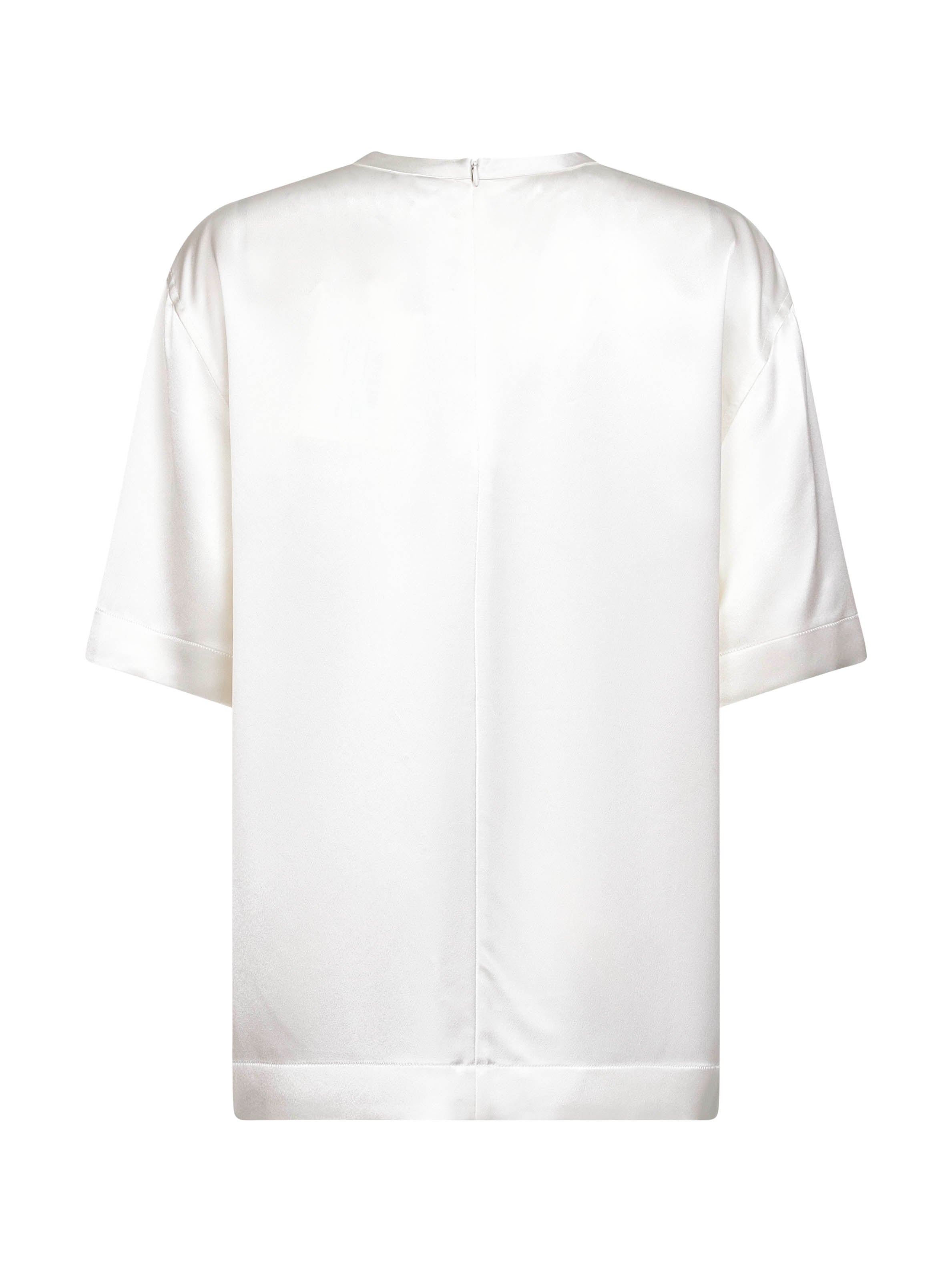 Toteme Viscose Satin T-Shirt — White, view 2