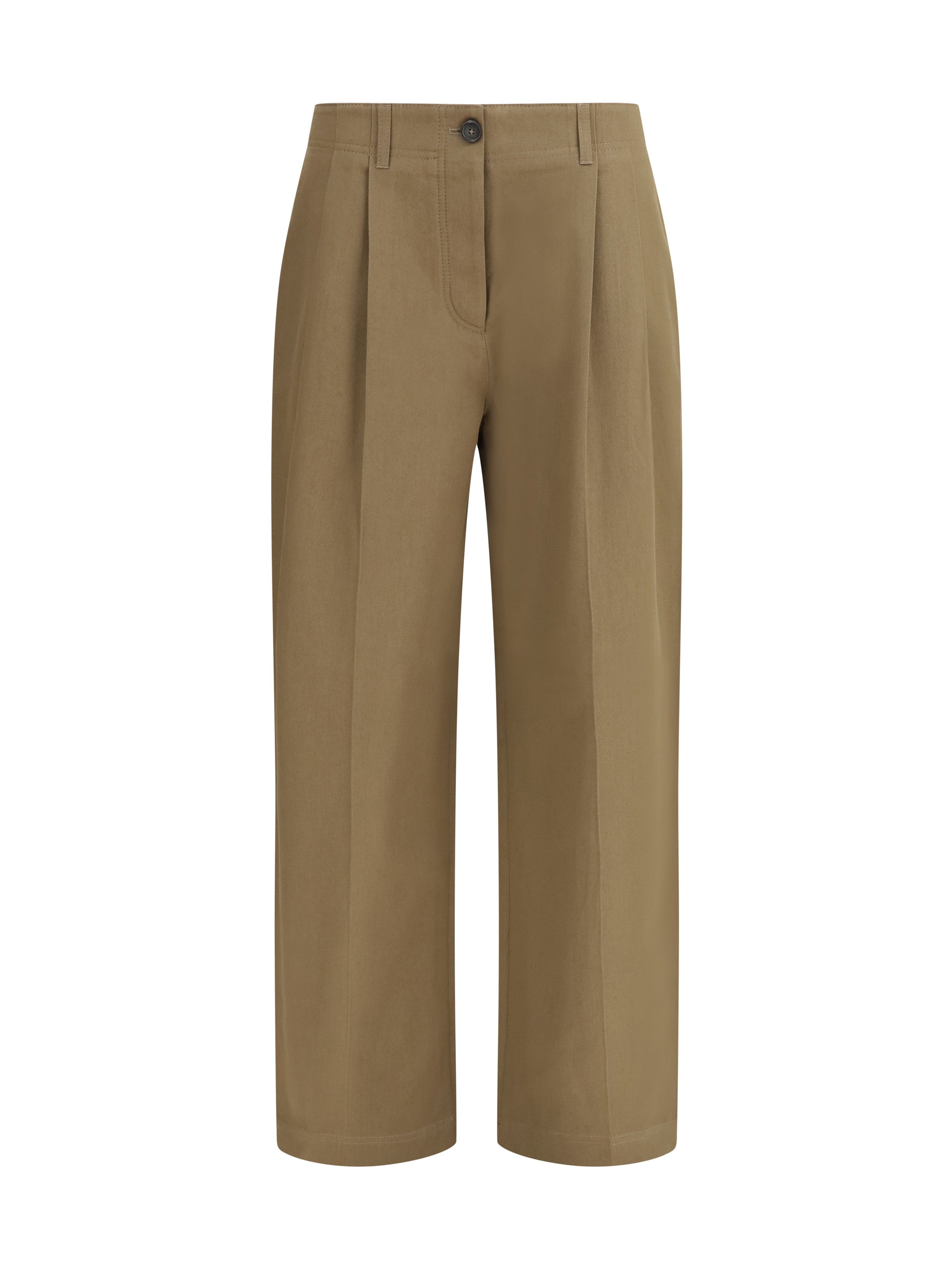 Toteme Organic Cotton Straight-Leg Trousers — Beige, view 3