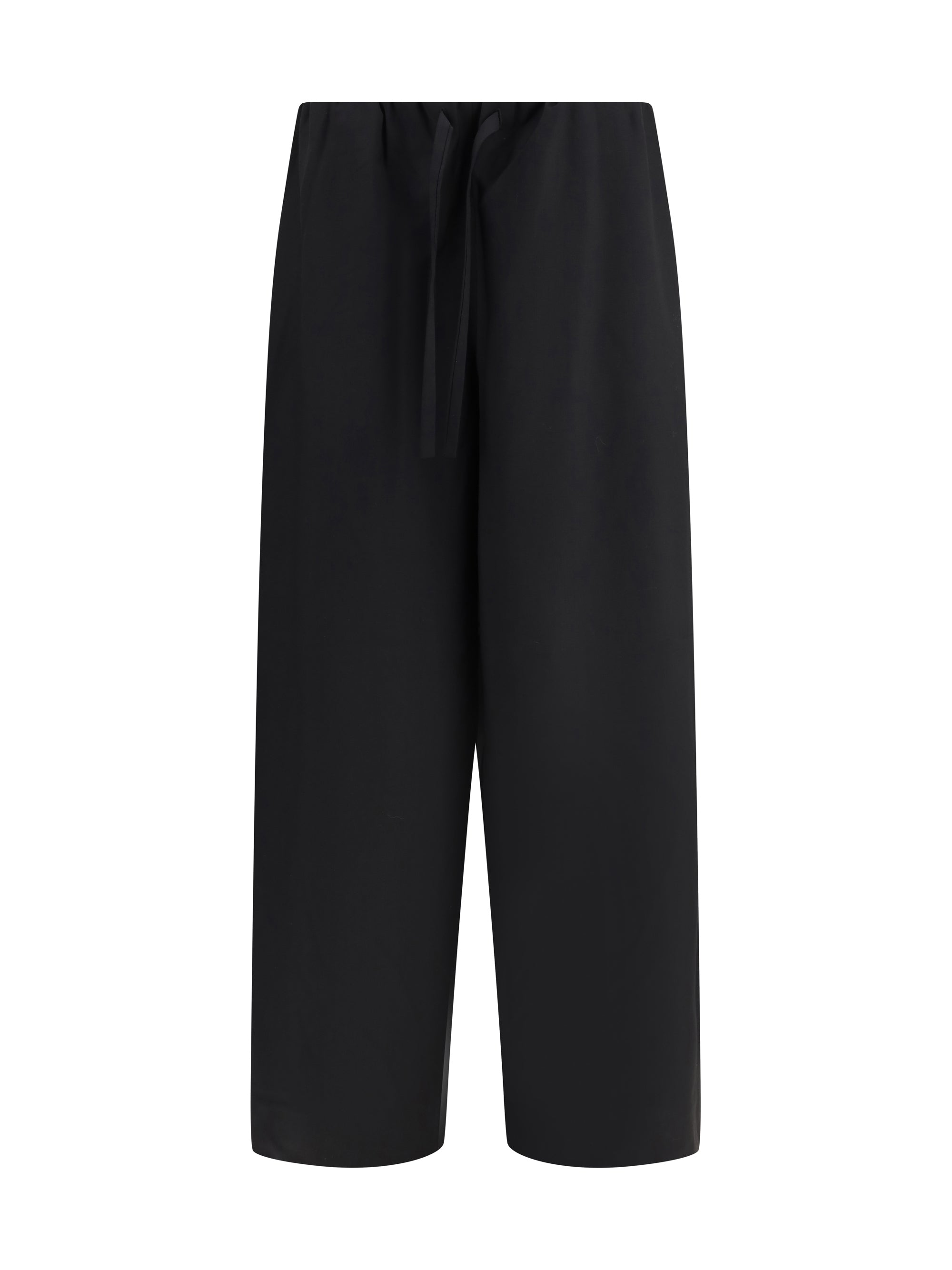 Toteme Drawstring Wide-Leg Wool Trousers — Black by Toteme