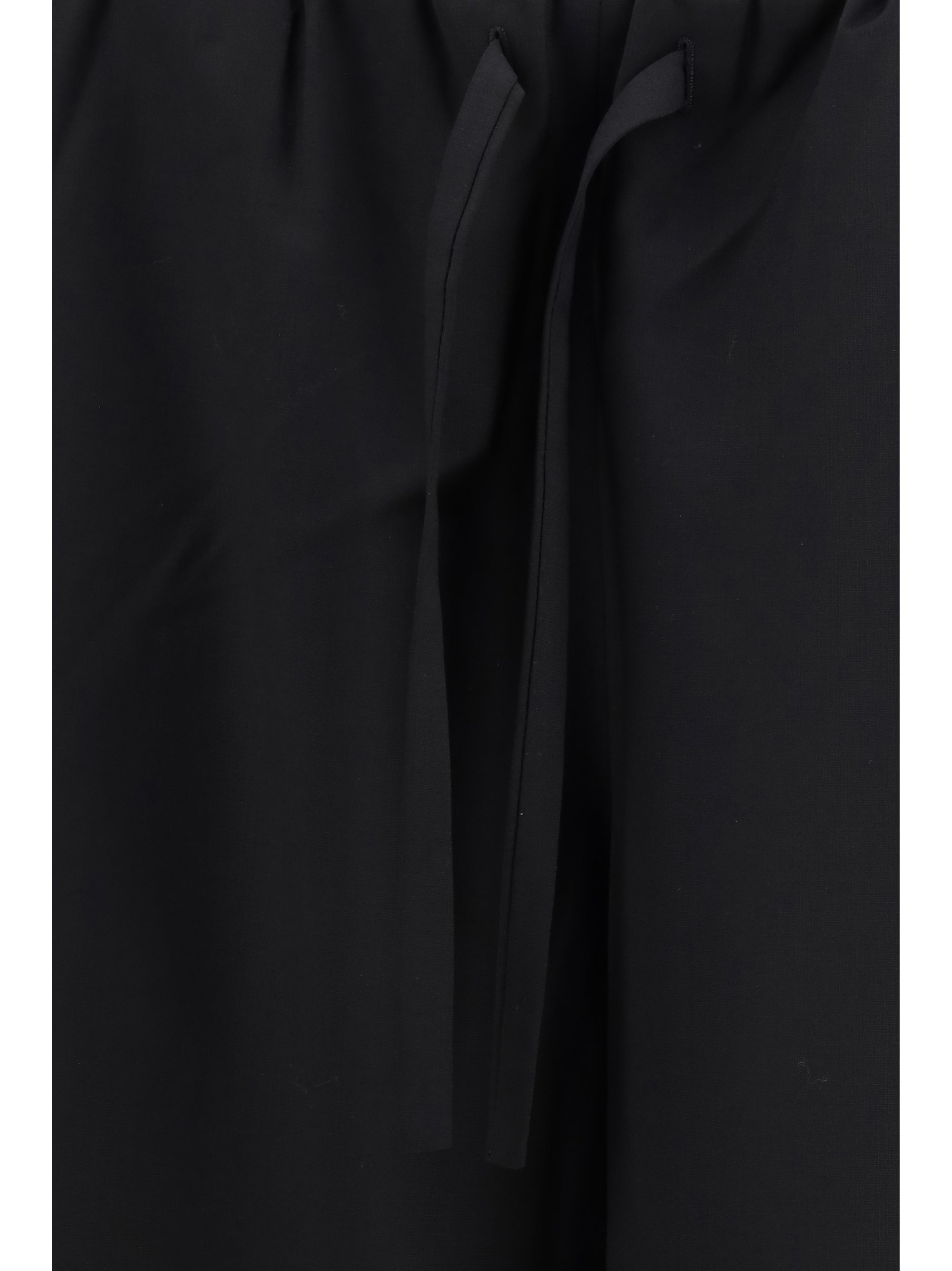 Toteme Drawstring Wide-Leg Wool Trousers — Black, view 2
